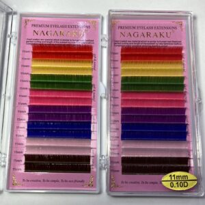 Blíster de pestañas 0.10 curva D Nagaraku grosor 11mm de colores
