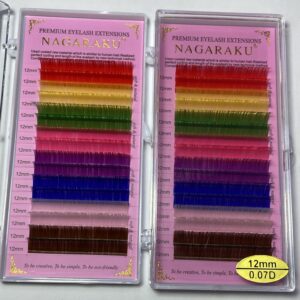 Blíster de pestañas 0.07 curva D Nagaraku grosor 12mm de colores