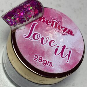 Acrílico glitter #9 love it Belleza Nails 28grs