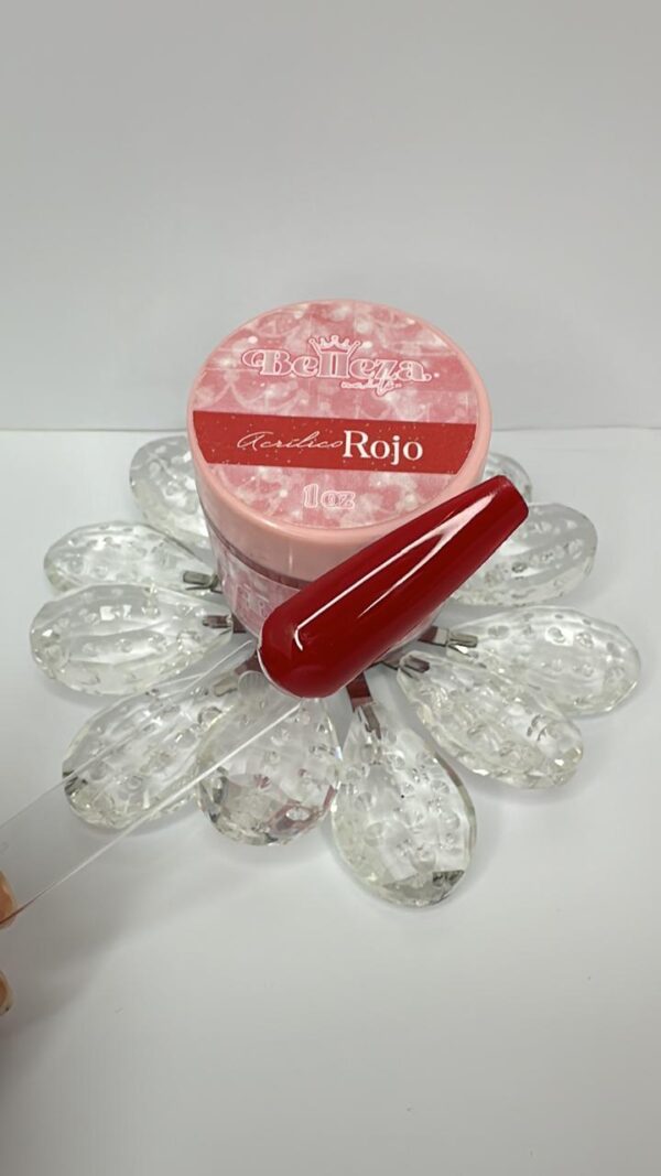 Acrílico rojo Belleza Nails 1 onza