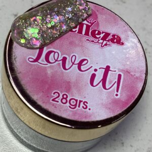 Acrílico glitter #15 love it Belleza Nails 28grs