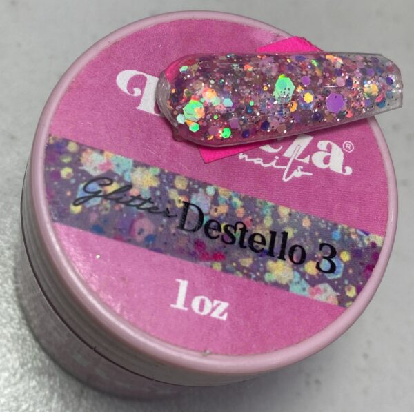 Acrílico glitter destello 3 Belleza Nails 1 onza