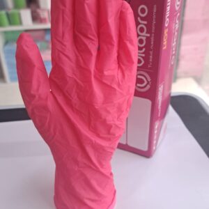 Caja de Guantes Rosado Fucsia de Nitrilo Talla M Vitapro 100 pares