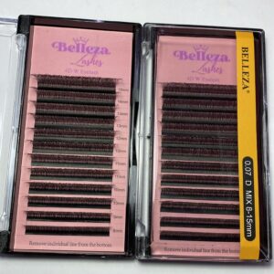 Blíster de pestañas 0.07 curva D Belleza Mix negras 4D