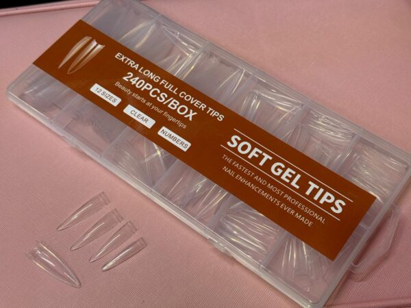 Tips stiletto  XL cristal 240 piezas