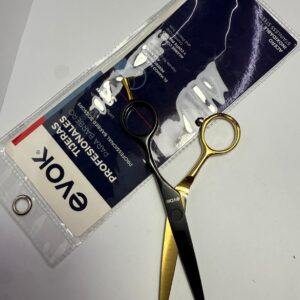 Tijera  para cabello profecional Evok color negro con dorado