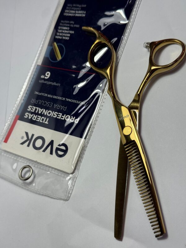 Tijera para cabello  Evok Profesional  dorada para degrafilar