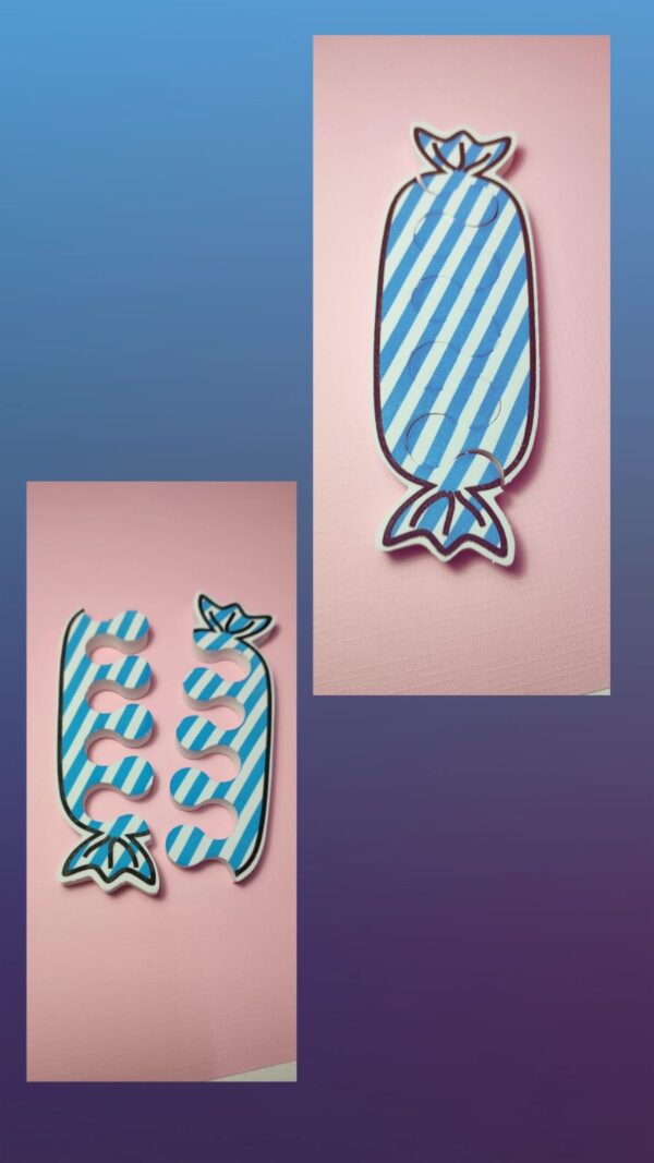 separadores de dedos en forma de dulce color azul