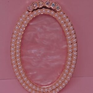 Exhibidor de mostrario (base para mezclas de gel uñas) forma de óvalo rose gold con rosado y perlas