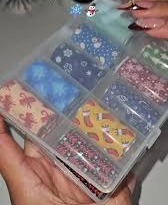 Foil navideño en tonos celeste y corintos