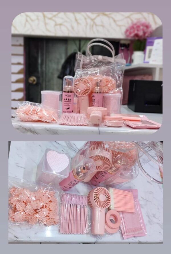 Kit de artículos para lashista  color rosado