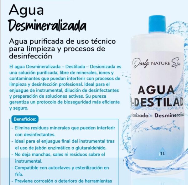 Agua bi destilada 1 litro