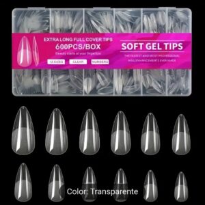Extra long full almond  tip soft gel