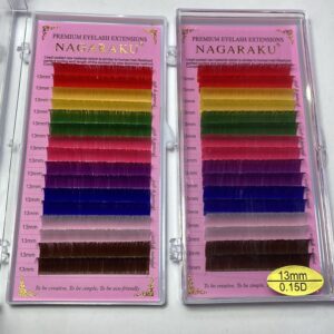 Blíster de pestañas 0.15 curva D Nagaraku grosor 13mm colores