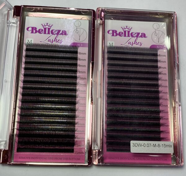 Blíster de pestañas 0.07 curva M Belleza Mix negras 3D