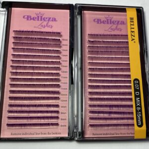 Blíster de pestañas 0.07 curva D Belleza Mix blanco con morado