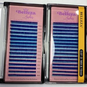 Blíster de pestañas 0.07 curva D Belleza Mix celeste con morado