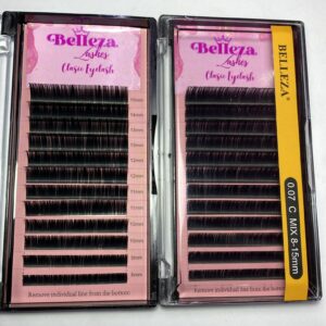 Blíster de pestañas 0.07 curva C Belleza Mix negras