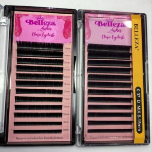 Blíster de pestañas 0.07 curva D Belleza Mix negras
