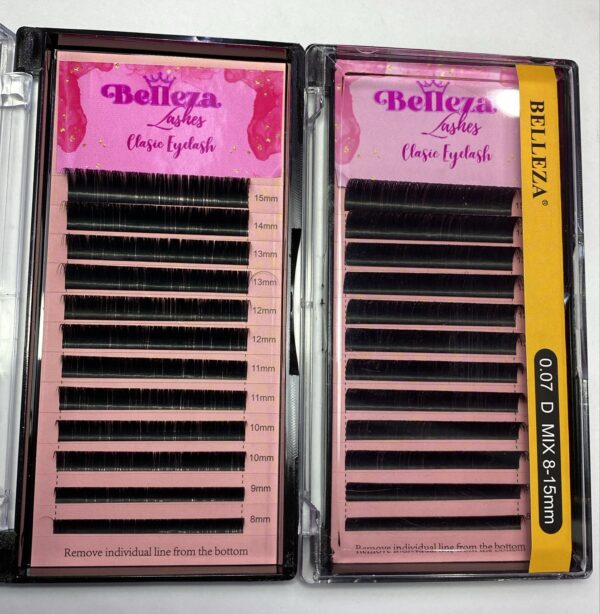 Blíster de pestañas 0.07 curva D Belleza Mix negras