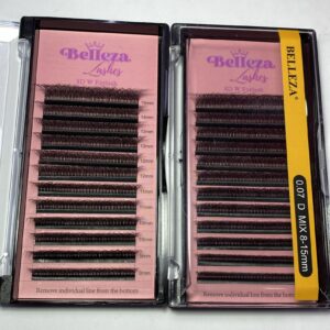Blíster de pestañas 0.07 curva D Belleza Mix negras 8D