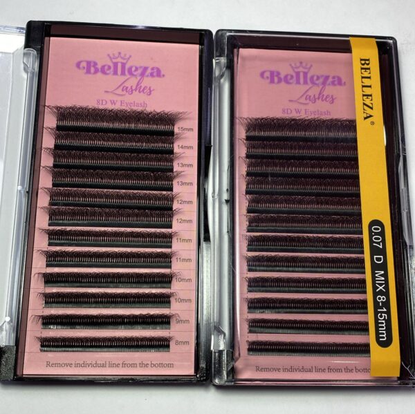 Blíster de pestañas 0.07 curva D Belleza Mix negras 8D