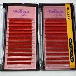 Blíster de pestañas 0.07 curva D Belleza Mix rojo
