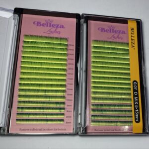 Blíster de pestañas 0.07 curva D Belleza Mix verde con azul