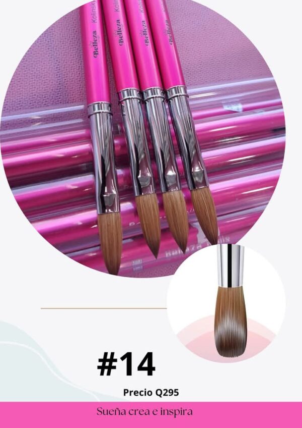 Pincel #14 kolinsky fucsia Belleza Nails