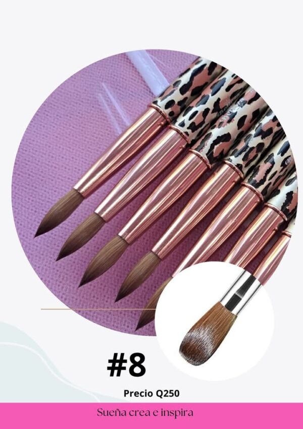 Pincel #8 kolinsky tigrado Belleza Nails