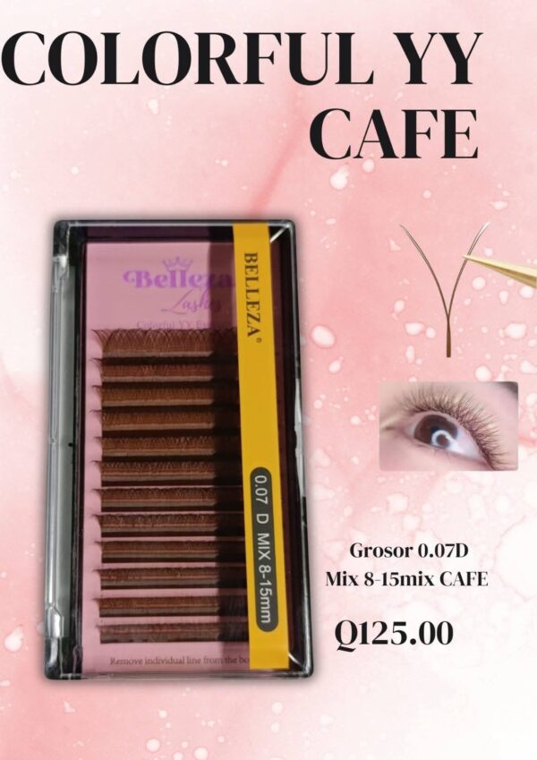 Blíster de pestañas 0.07 curva D Belleza Mix rosado con café
